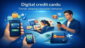 Digital credit cards concept showing mobile payments, online shopping, secure transactions, and consumers using smartphones to manage digital wallets and purchases